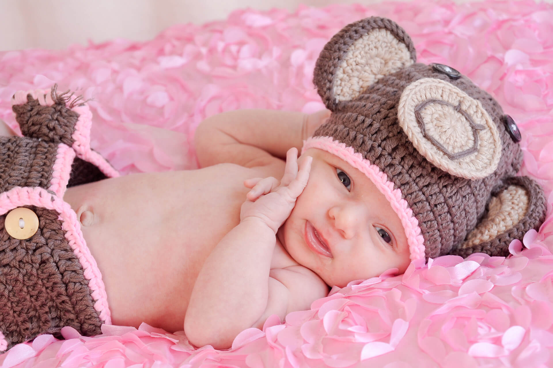 Best Detroit newborn photographer loves photographing babies with silly hats from Etsy in her study in metro Detroit, Michigan.
