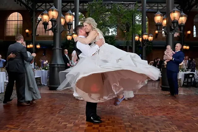 Bride dancing in slippers at St. Johns Resort