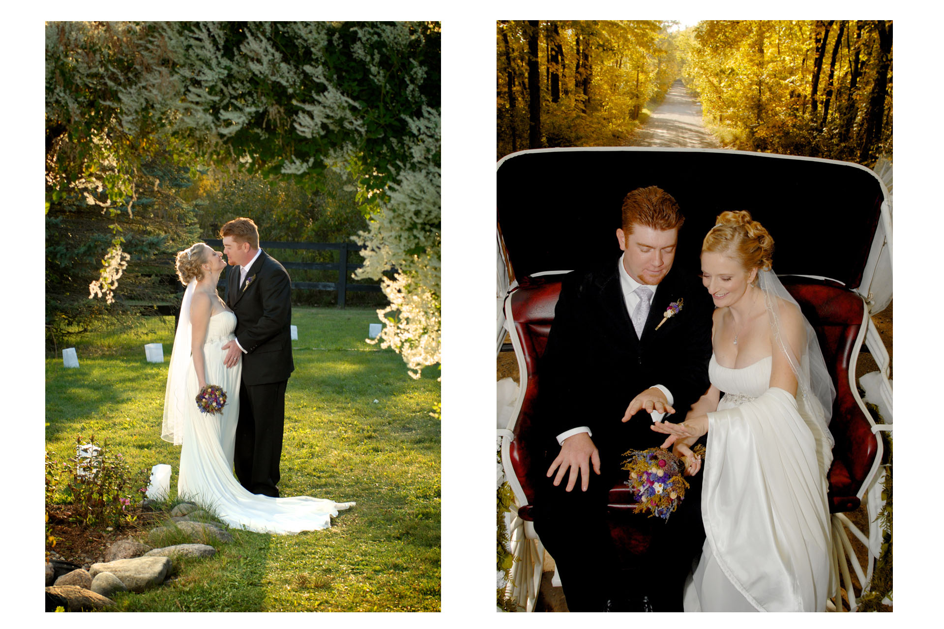 Best Michigan backyard wedding photography features photojournalist photos of the bride and groom and their baby bump and also examining their new rings in metro Detroit, Michigan featuring their lovely backyard garden wedding in fall.
