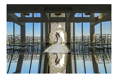 Wedding photojournalism wedding portrait at Highlands Detroit.